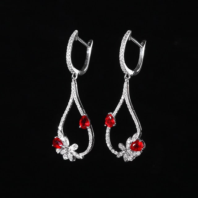 14k Gold 1.27 Ctw Natural Ruby & Diamond Earrings - 2