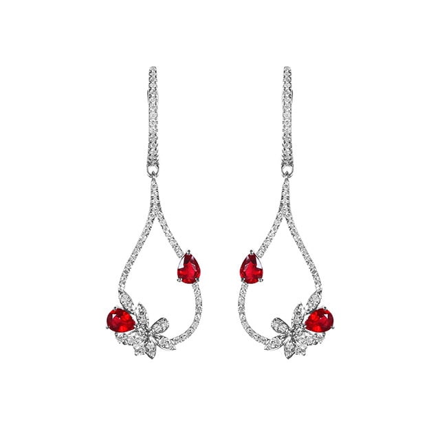 14k Gold 1.27 Ctw Natural Ruby & Diamond Earrings - 5