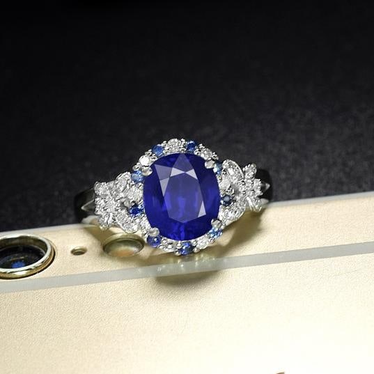14k Gold 2.37 Ctw Natural Sapphire & Diamond Ring - 2
