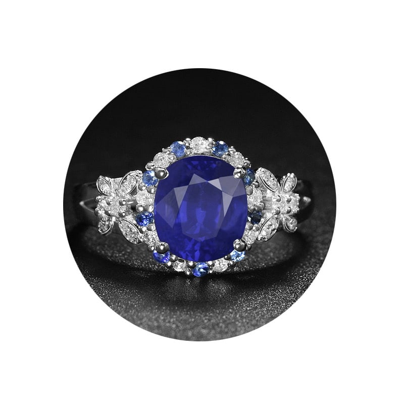 14k Gold 2.37 Ctw Natural Sapphire & Diamond Ring - 3