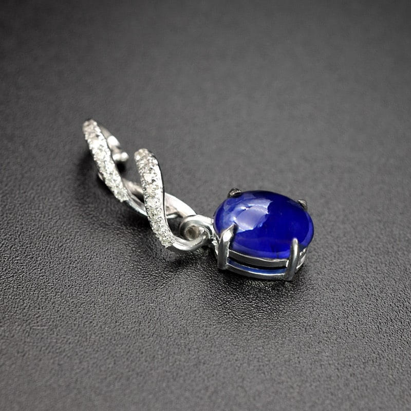 14k Gold 1.39 Ctw Natural Sapphire & Diamond Pendant( Without Chain ) - 3