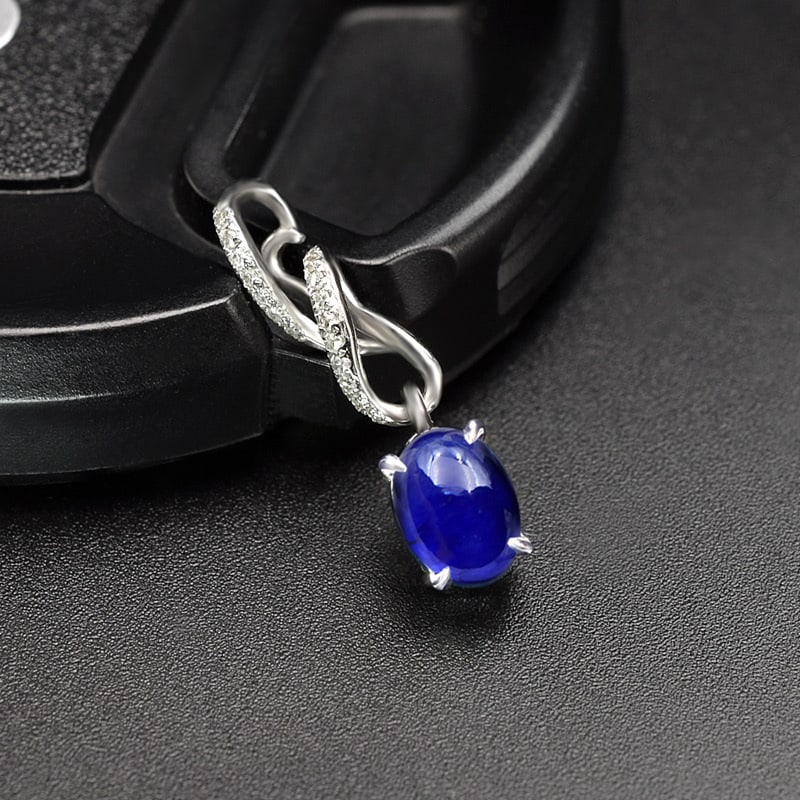 14k Gold 1.39 Ctw Natural Sapphire & Diamond Pendant( Without Chain ) - 4