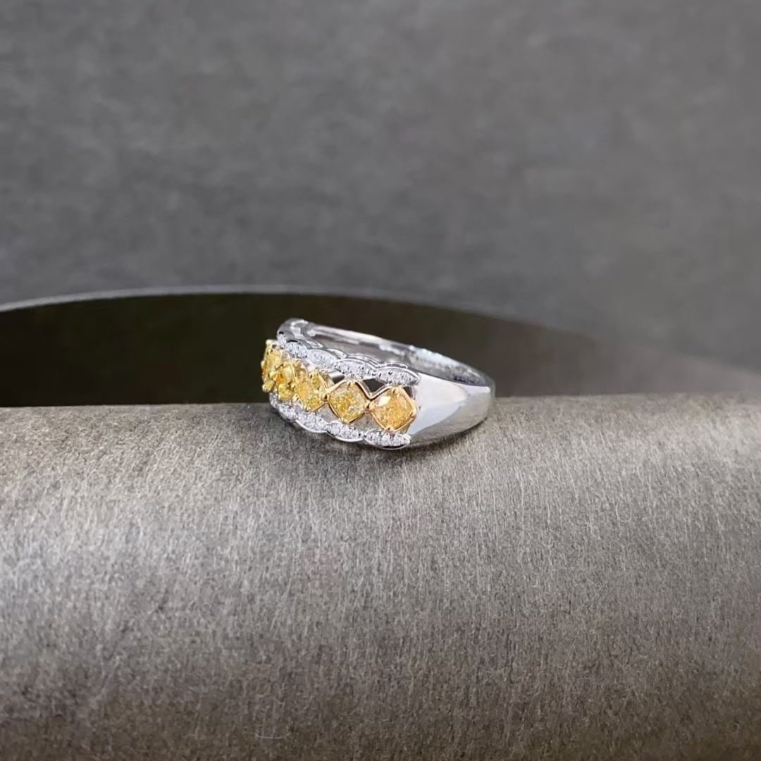 14k Gold 1.1 Ctw Natural Yellow Diamond & Diamond Ring - 2