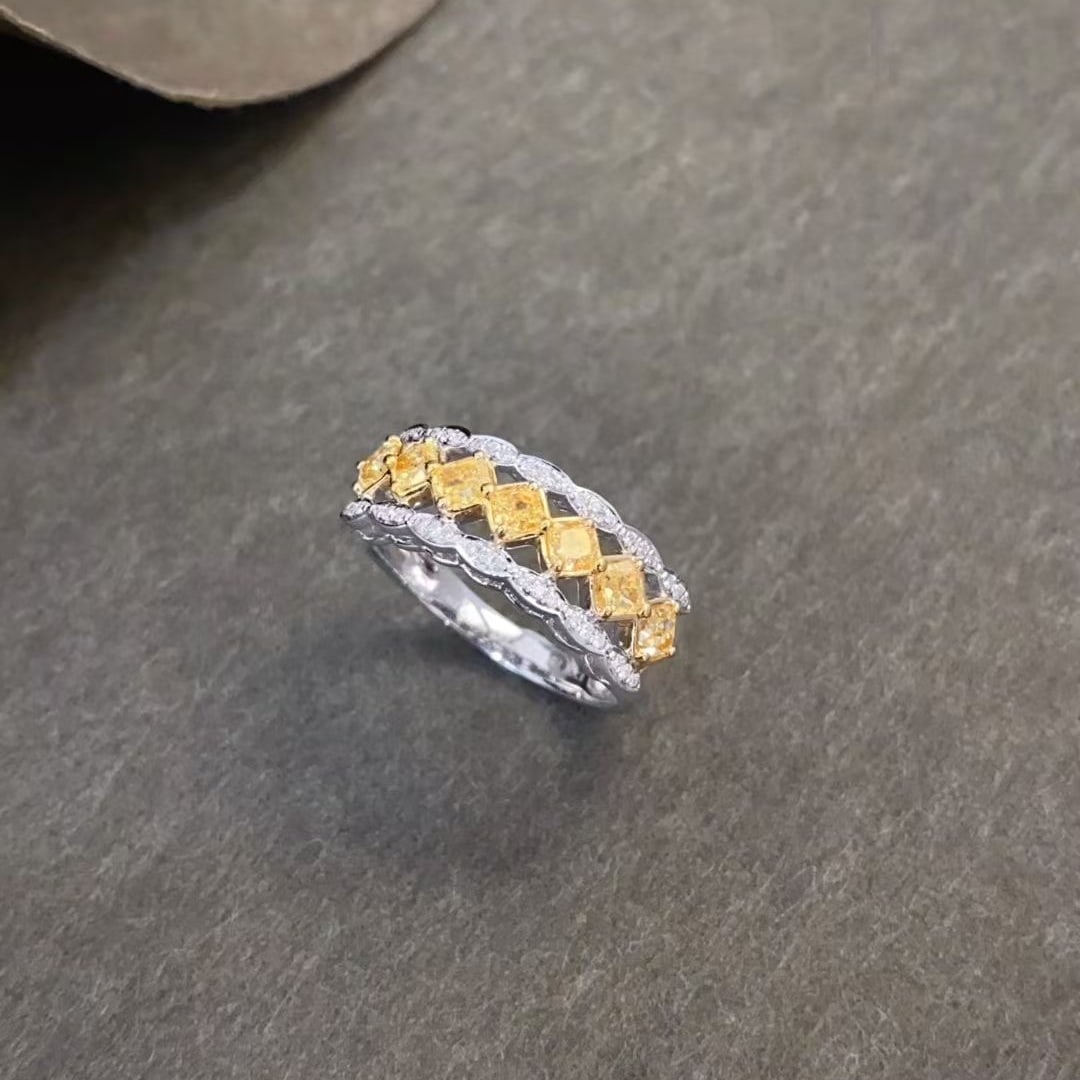 14k Gold 1.1 Ctw Natural Yellow Diamond & Diamond Ring - 3