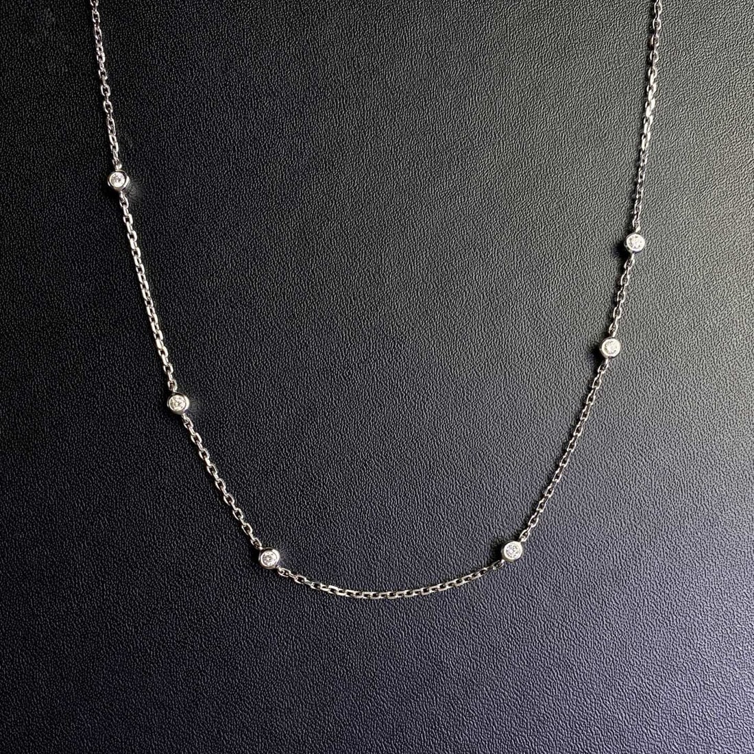 14k Gold 0.18 Ct Natural H Diamond Necklace - 3