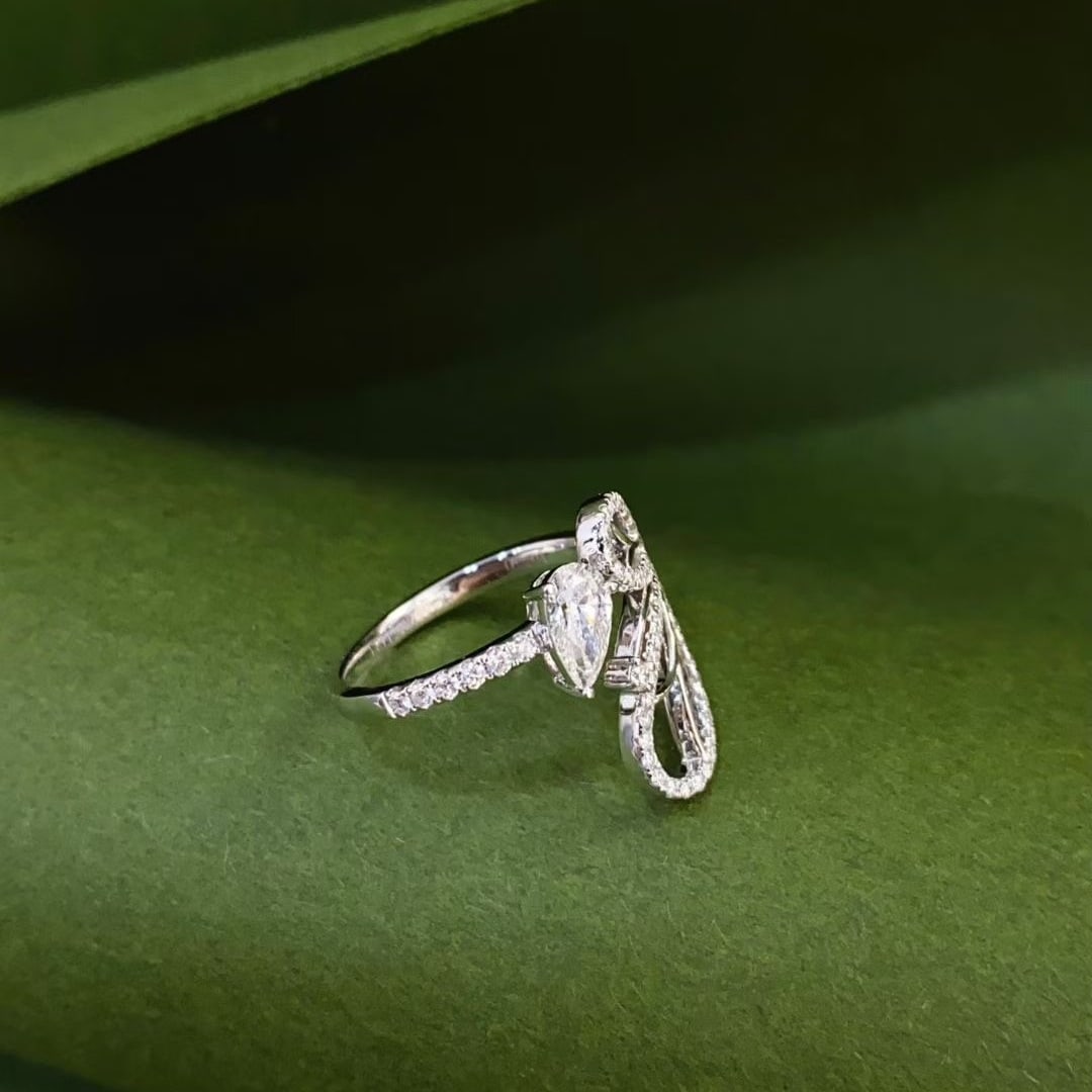 Gia Certified 14k Gold 0.8 Ctw Natural E Vs2 Pear Diamond Ring - 6