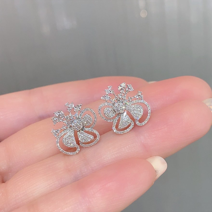 14k Gold 0.6 Ct Natural H Diamond Earrings - 4
