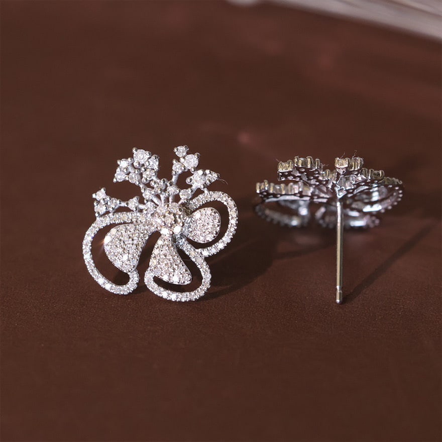 14k Gold 0.6 Ct Natural H Diamond Earrings - 5
