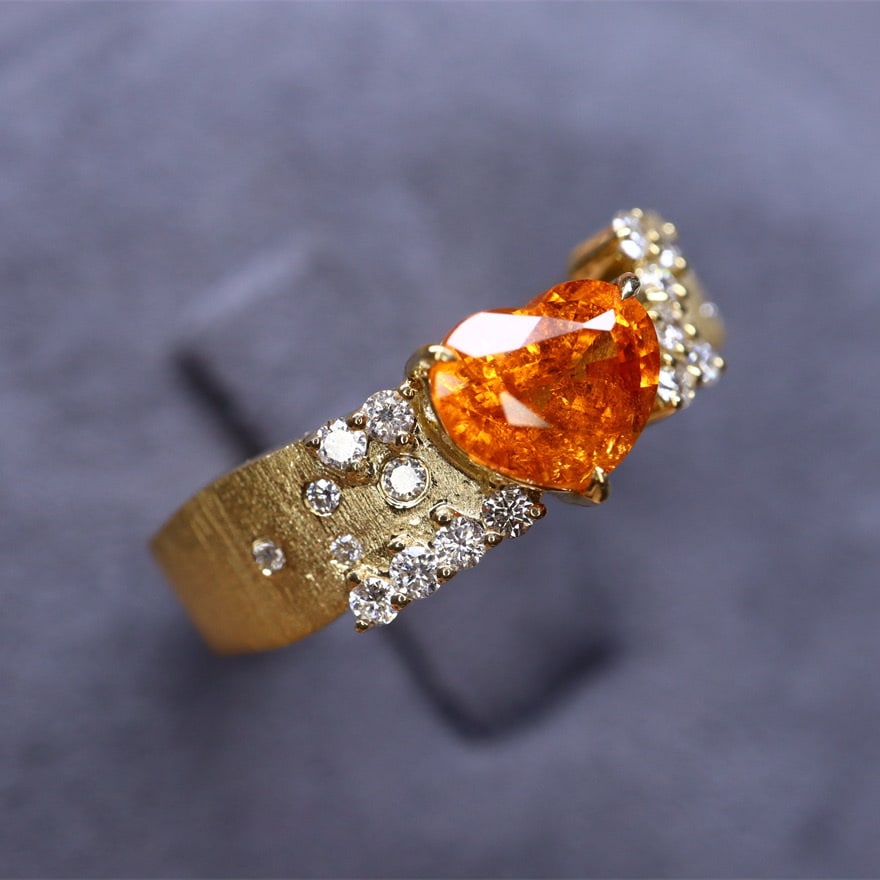 14k Gold 1.61 Ctw Natural Spessartine & Diamond Ring - 4