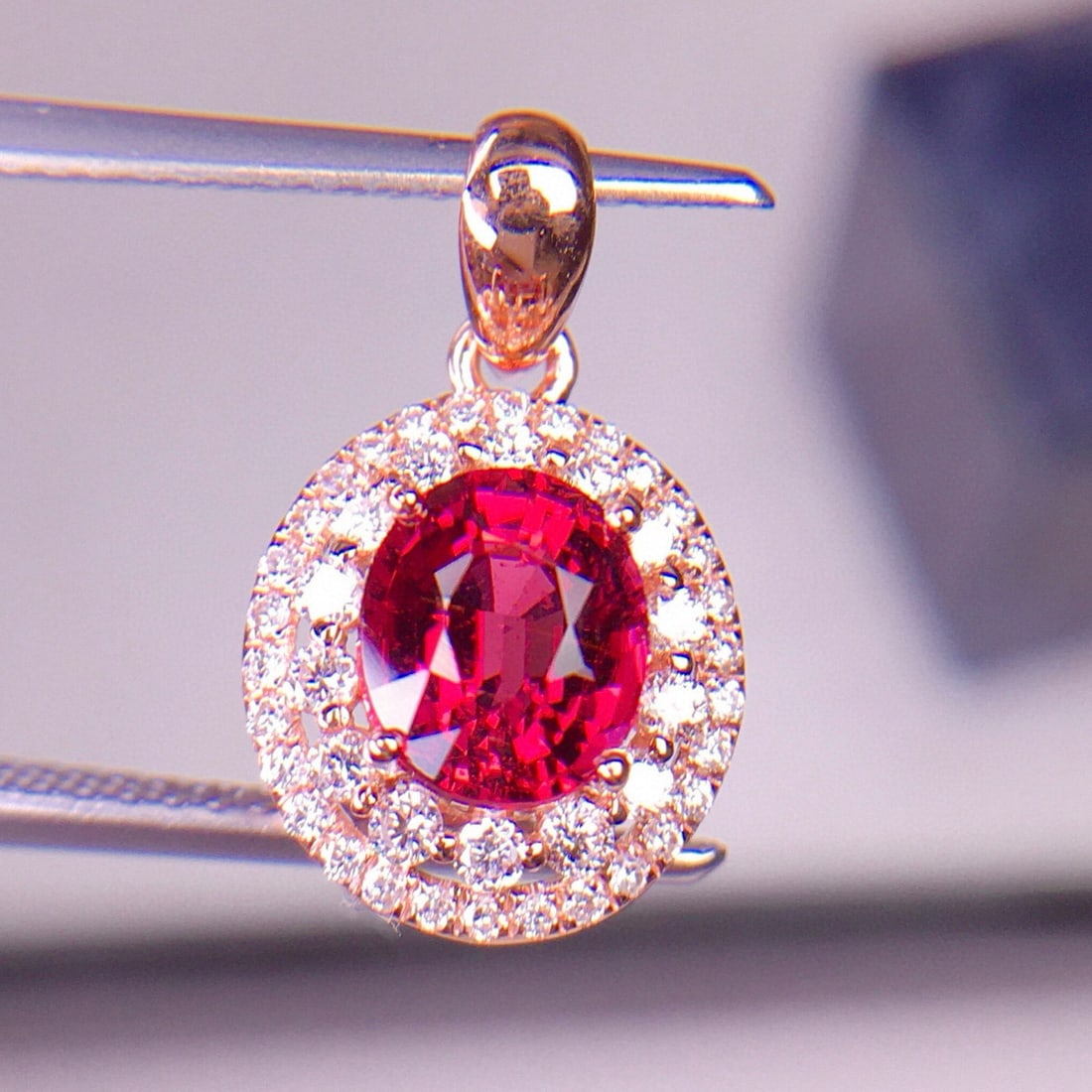 14k Gold 1.2 Ct Natural Tourmaline & Diamond Pendant( Without Chain ) - 2