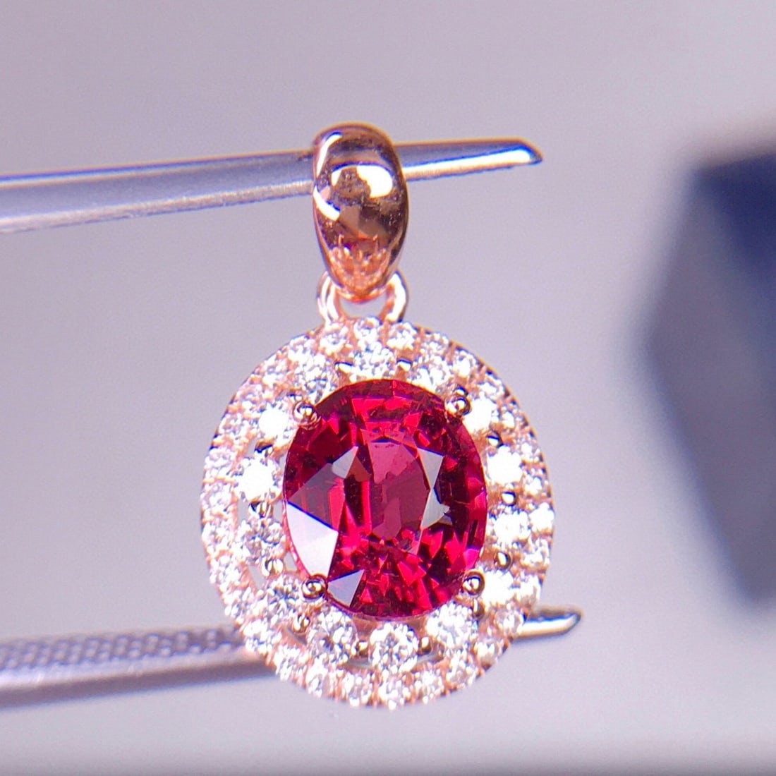 14k Gold 1.2 Ct Natural Tourmaline & Diamond Pendant( Without Chain ) - 3