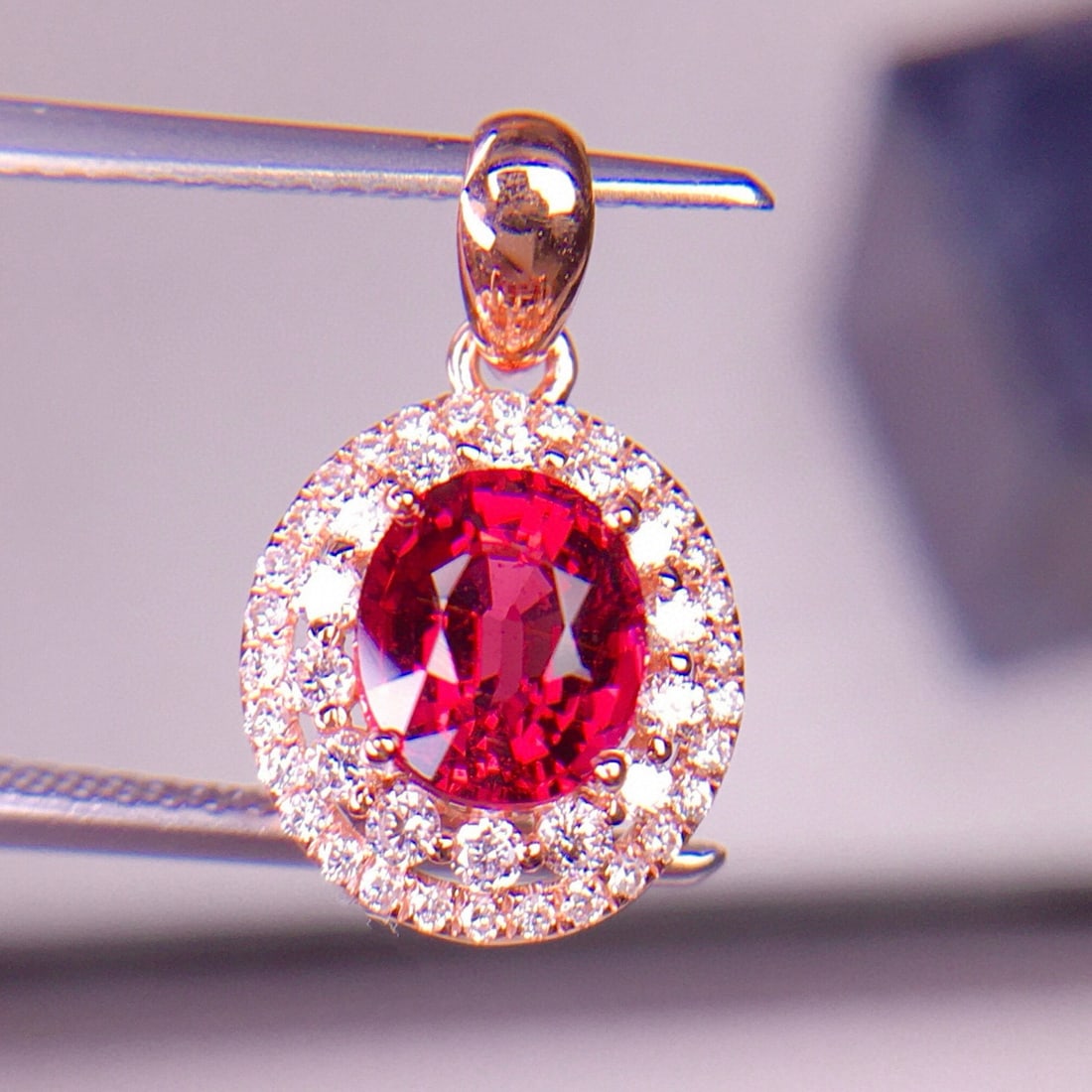 14k Gold 1.2 Ct Natural Tourmaline & Diamond Pendant( Without Chain ) - 4