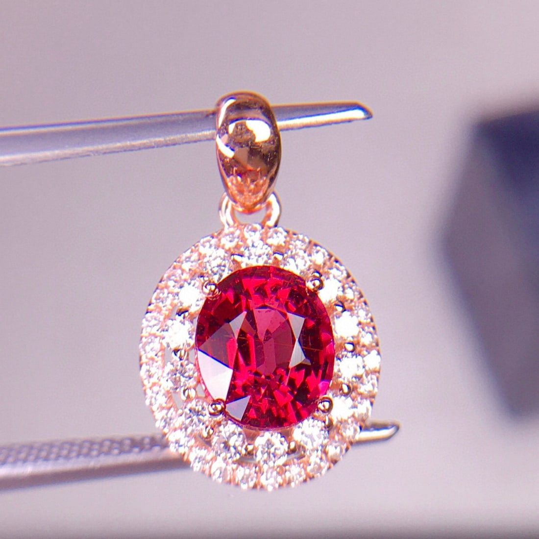 14k Gold 1.2 Ct Natural Tourmaline & Diamond Pendant( Without Chain ) - 5