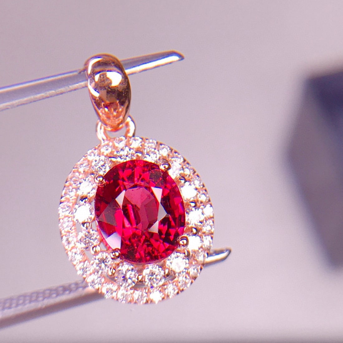 14k Gold 1.2 Ct Natural Tourmaline & Diamond Pendant( Without Chain ) - 6