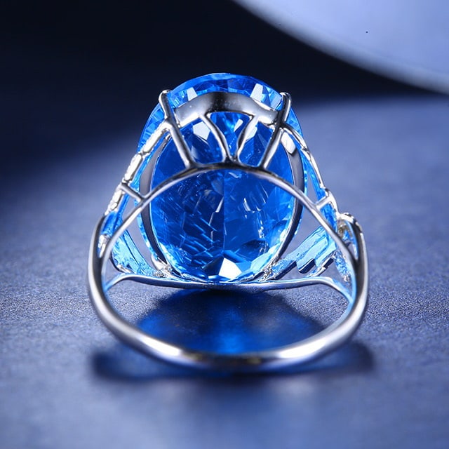 14k Gold 13.61 Ctw Natural Topaz & Diamond Ring - 4
