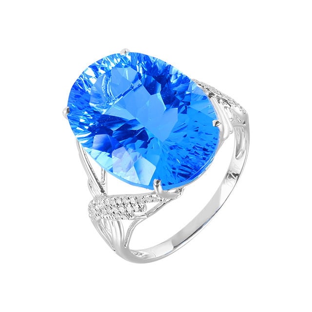 14k Gold 13.61 Ctw Natural Topaz & Diamond Ring - 5