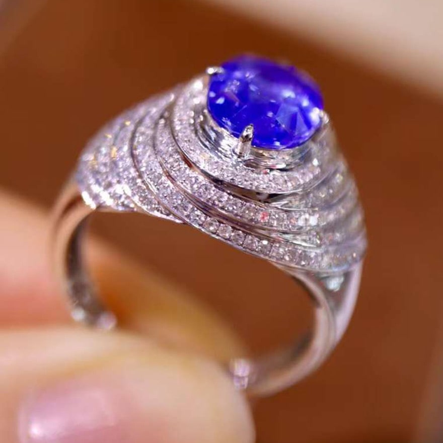 14k Gold 3.50 Ctw Natural Sapphire & Diamond Ring - 2