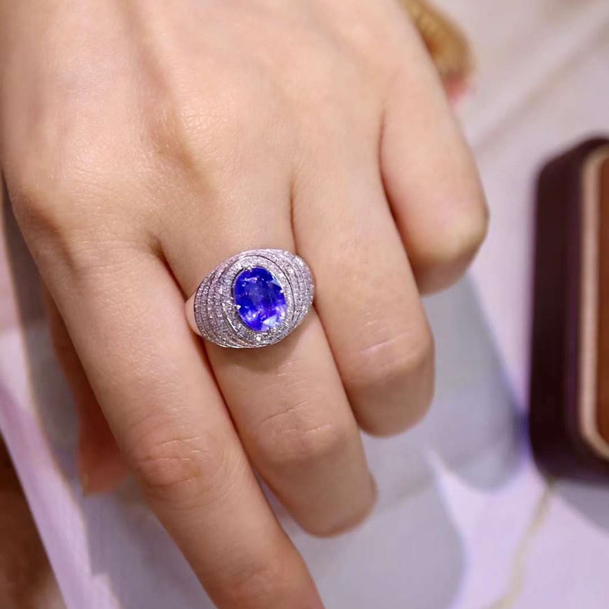 14k Gold 3.50 Ctw Natural Sapphire & Diamond Ring - 3