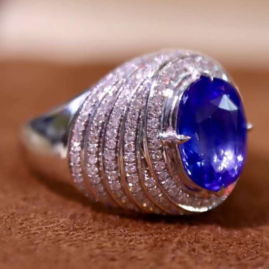 14k Gold 3.50 Ctw Natural Sapphire & Diamond Ring - 4