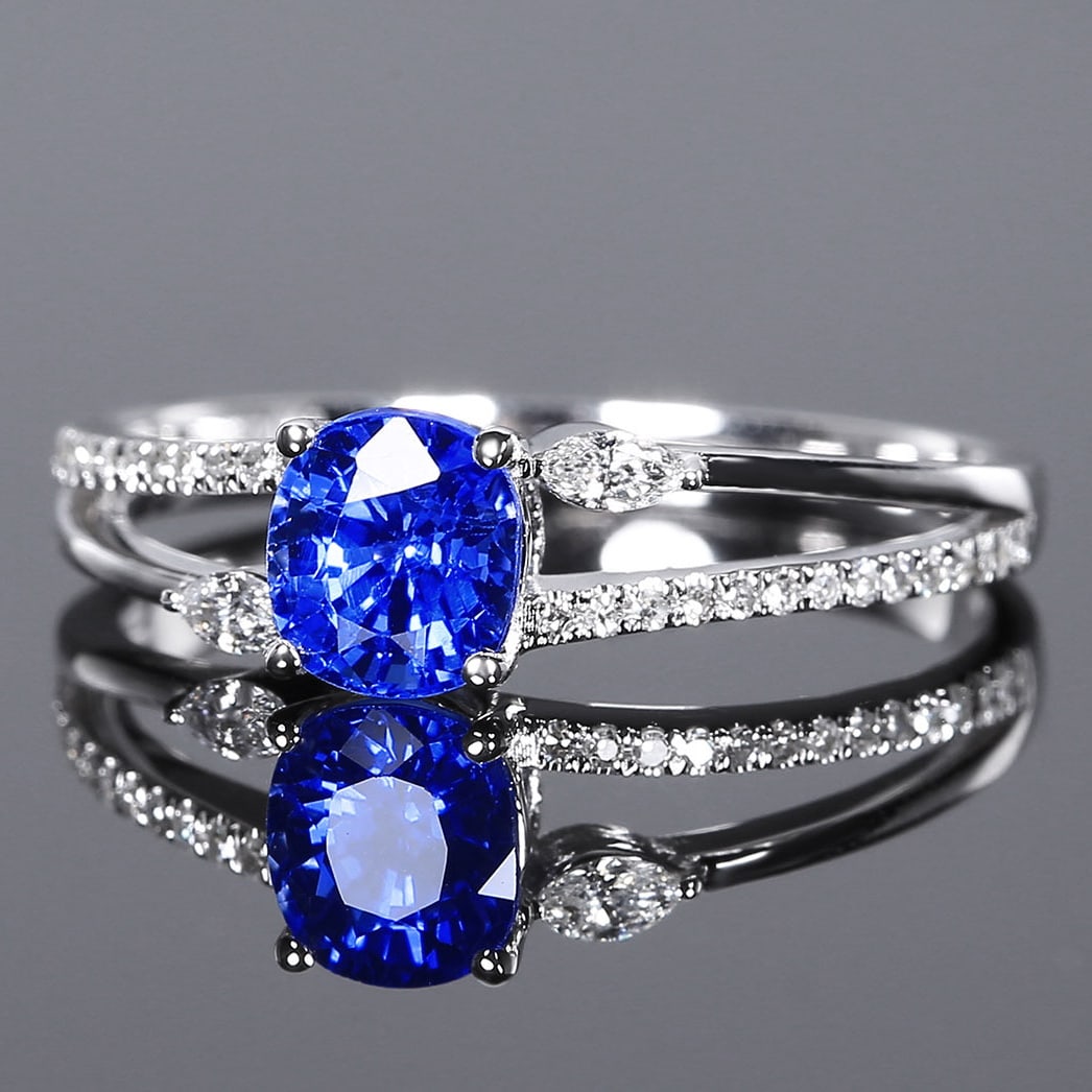 14k Gold 1.19 Ctw Natural Sapphire & Diamond Ring - 2