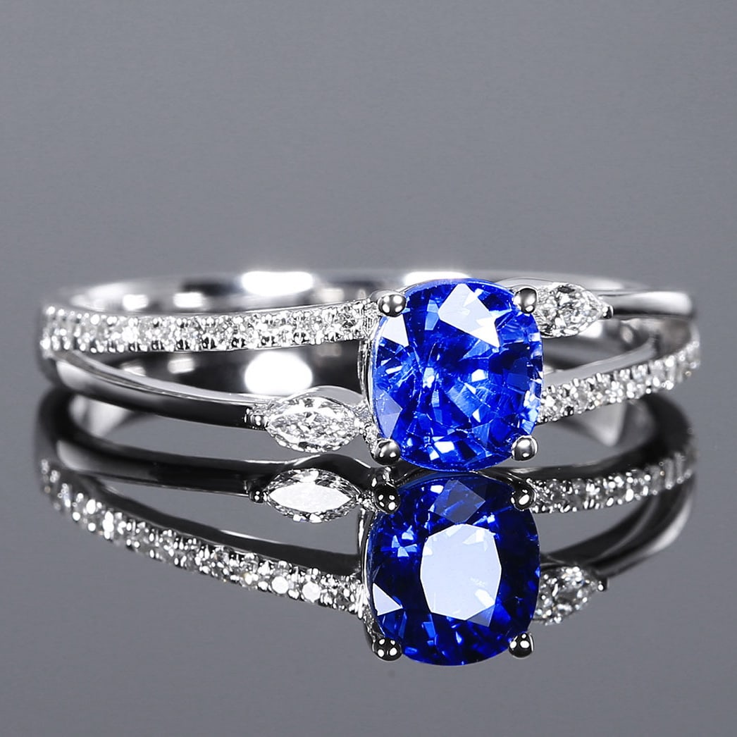14k Gold 1.19 Ctw Natural Sapphire & Diamond Ring - 3