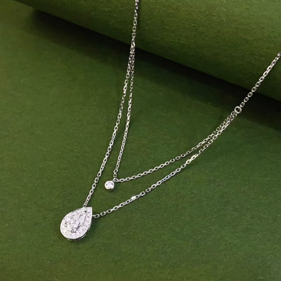 Gia Certified 14k Gold 0.42 Ctw Natural D Vs2 Pear Diamond Necklace - 2