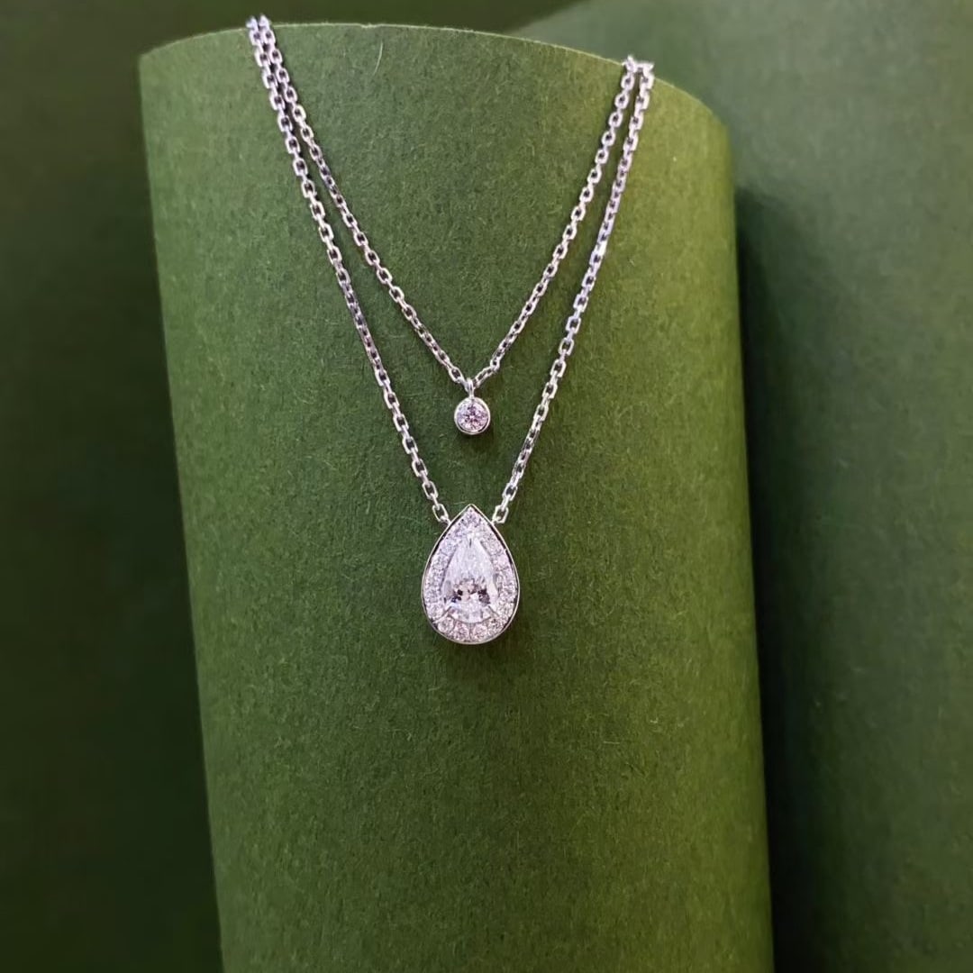 Gia Certified 14k Gold 0.42 Ctw Natural D Vs2 Pear Diamond Necklace - 3