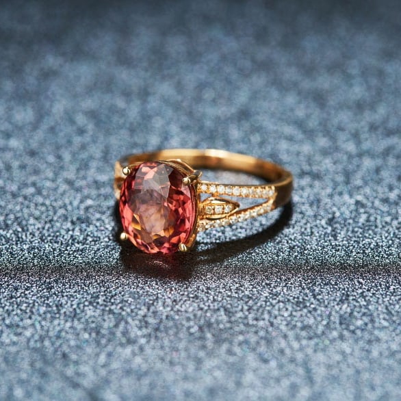 14k Gold 3.21 Ctw Natural Tourmaline & Diamond Ring - 3