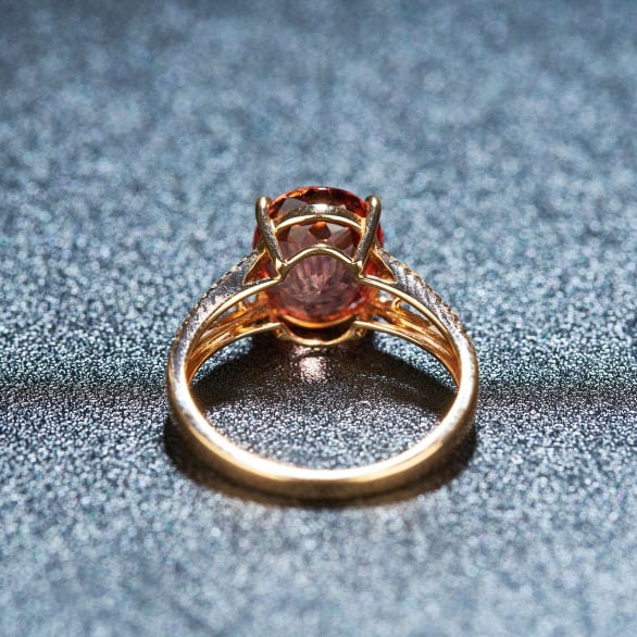 14k Gold 3.21 Ctw Natural Tourmaline & Diamond Ring - 4