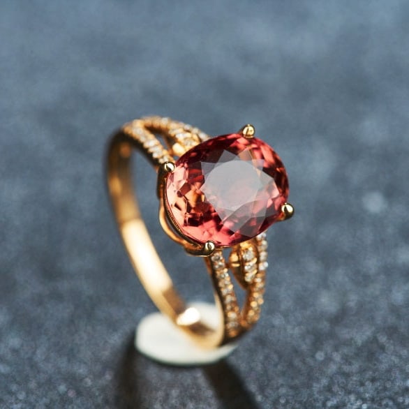 14k Gold 3.21 Ctw Natural Tourmaline & Diamond Ring - 5