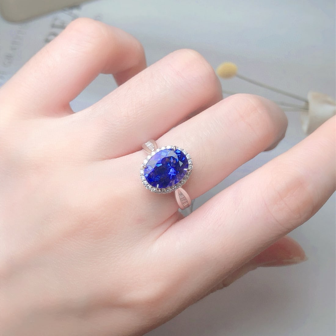 14k Gold 3.45 Ctw Natural Tanzanite & Diamond Ring - 9