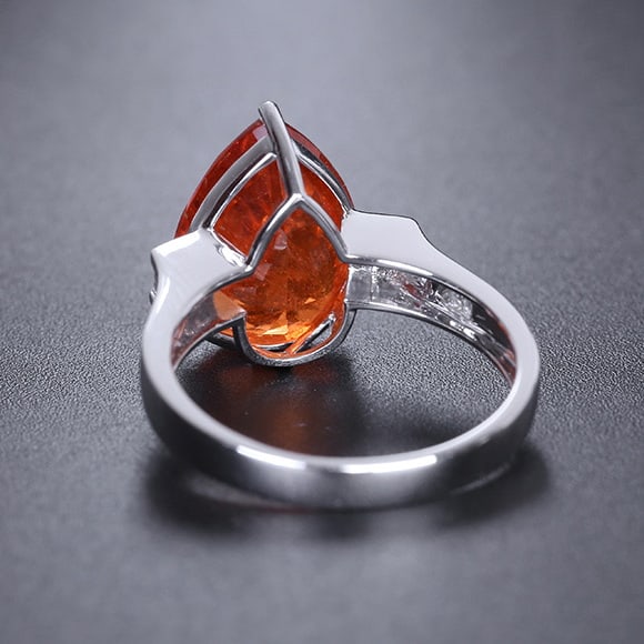 14k Gold 7.44 Ctw Natural Spessartine & Diamond Ring - 4