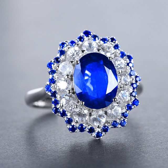 14k Gold 2.48 Ctw Natural Sapphire & Sapphire Ring - 3