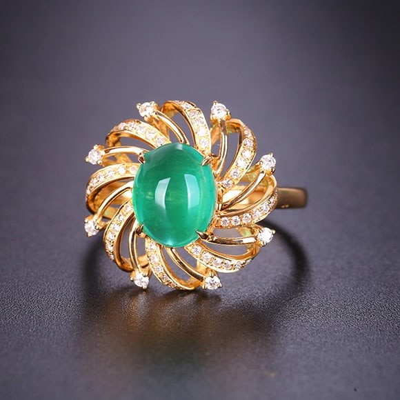 14k Gold 2.14 Ctw Natural Emerald & Diamond Ring - 3