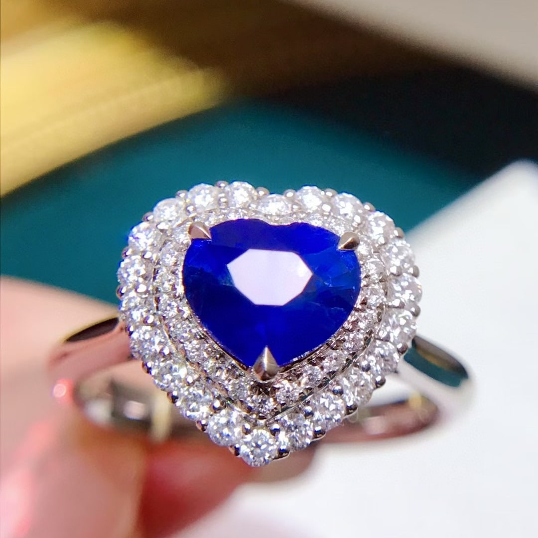 14k Gold 2.04 Ctw Natural Sapphire & Diamond Ring - 3