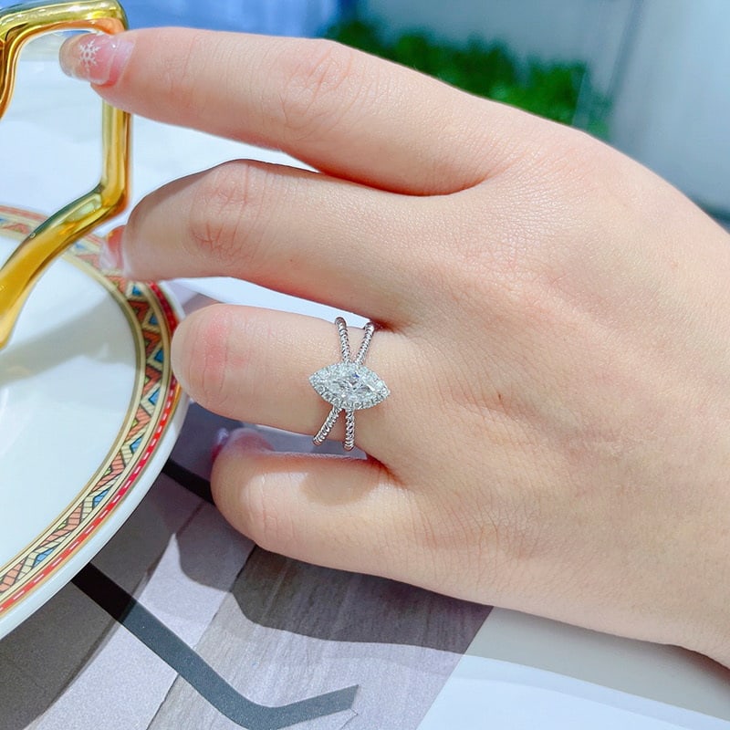 Gia Certified 14k Gold 0.33 Ct Natural F If Marquise Diamond Ring - 4