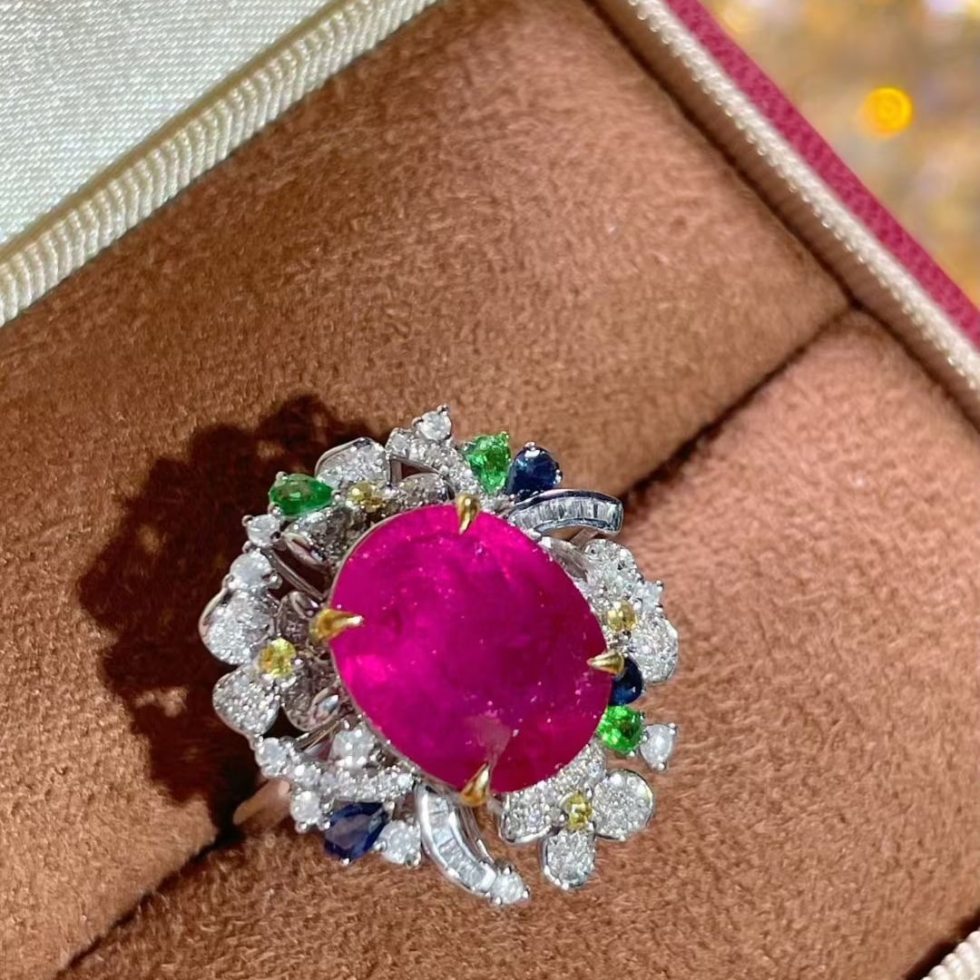 14k Gold 5.65 Ctw Natural Tourmaline & Sapphire & Tsavorite Ring/pendant( Without Chain ) - 6