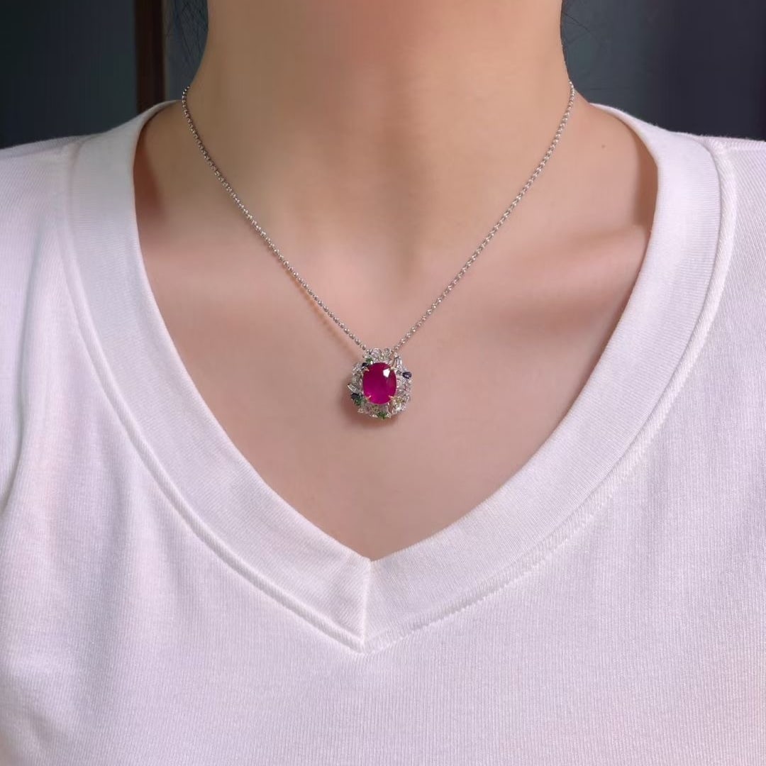 14k Gold 5.65 Ctw Natural Tourmaline & Sapphire & Tsavorite Ring/pendant( Without Chain ) - 8