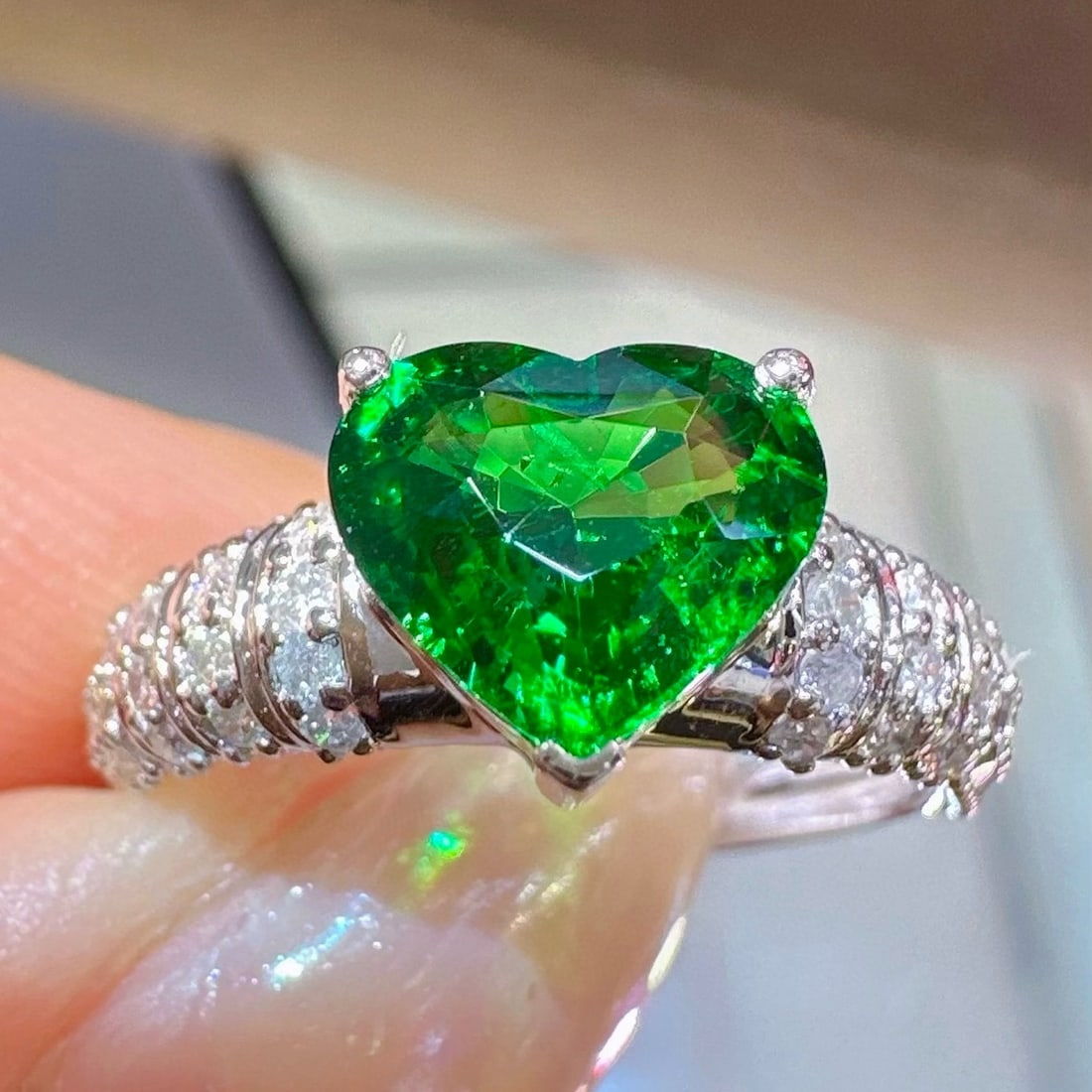 14k Gold 1.97 Ctw Natural Tsavorite & Diamond Ring - 2