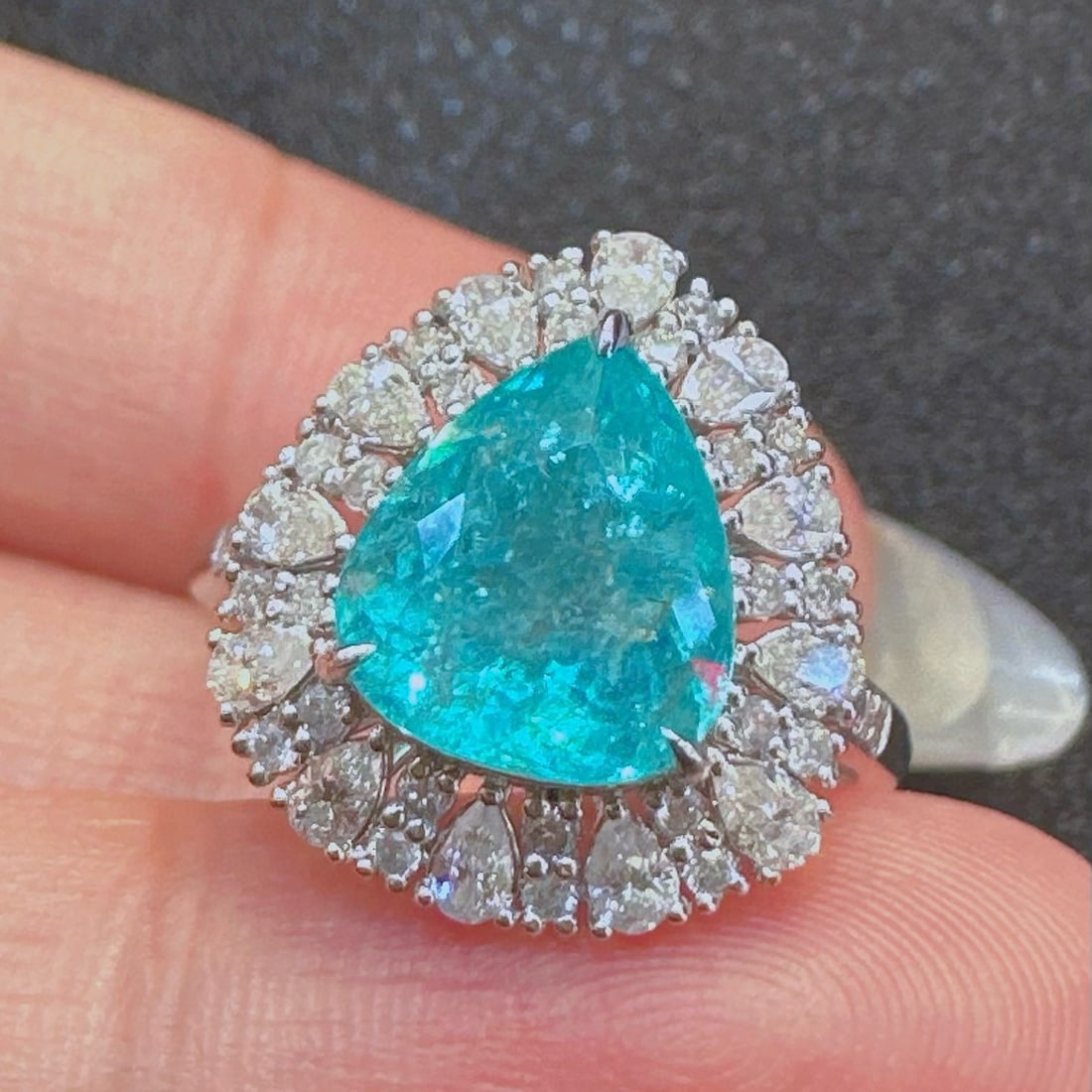 14k Gold 3.55 Ctw Natural Paraiba Tourmaline & Diamond Ring - 3