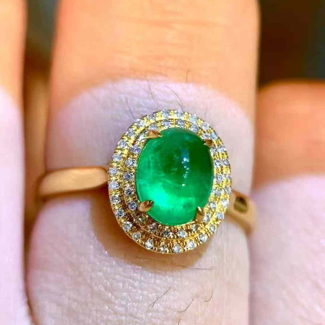 14k Gold 2.93 Ctw Natural Emerald & Diamond Ring - 2