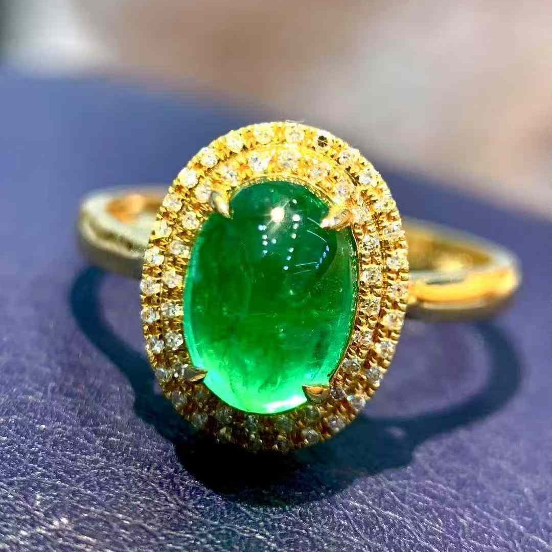 14k Gold 2.93 Ctw Natural Emerald & Diamond Ring - 4