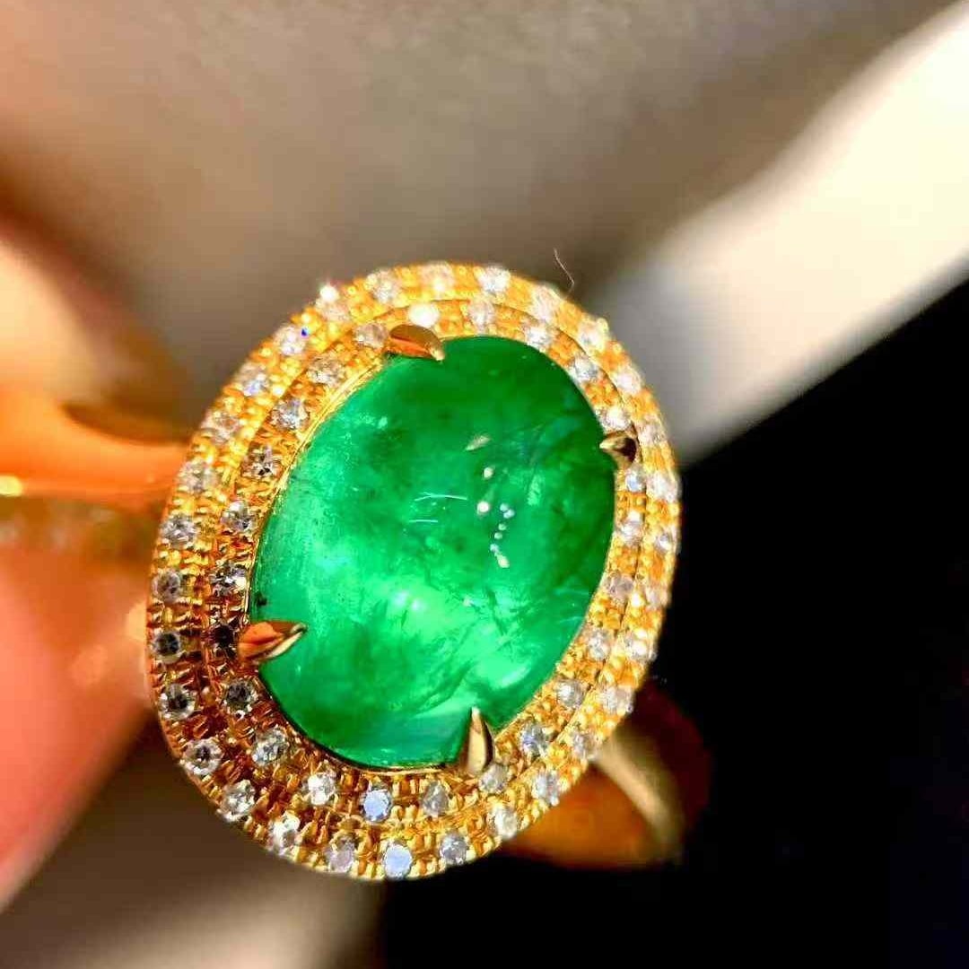 14k Gold 2.93 Ctw Natural Emerald & Diamond Ring - 5
