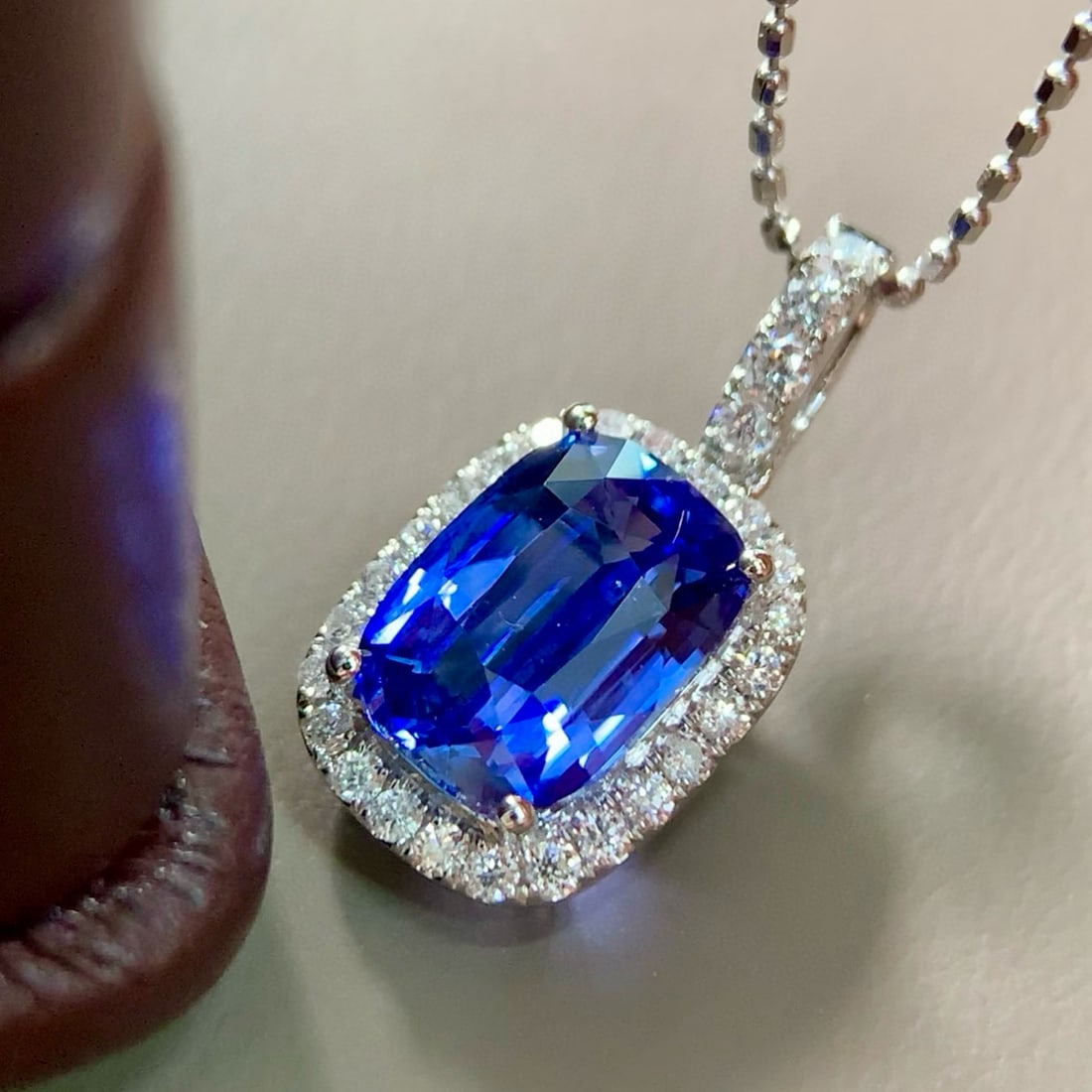 14k Gold 2.24 Ctw Natural Sapphire & Diamond Pendant( Without Chain ) - 2