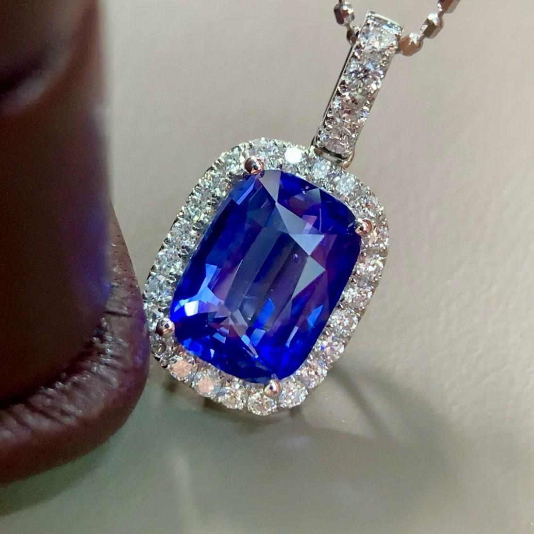 14k Gold 2.24 Ctw Natural Sapphire & Diamond Pendant( Without Chain ) - 3