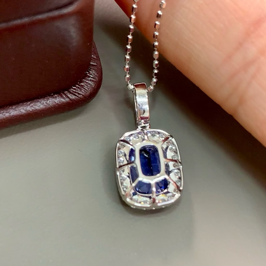 14k Gold 2.24 Ctw Natural Sapphire & Diamond Pendant( Without Chain ) - 4