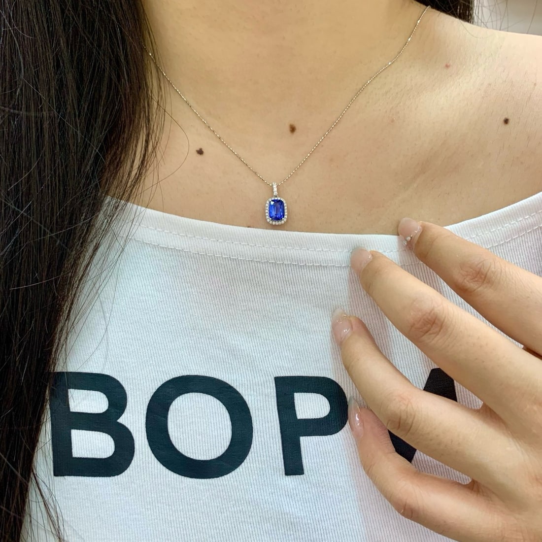 14k Gold 2.24 Ctw Natural Sapphire & Diamond Pendant( Without Chain ) - 5