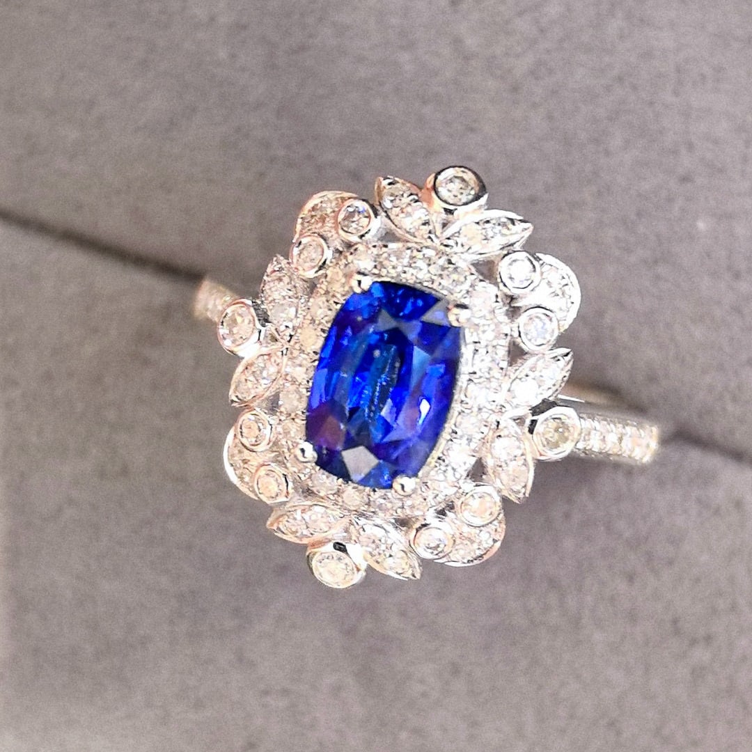 14k Gold 1.87 Ctw Natural Sapphire & Diamond Ring - 2