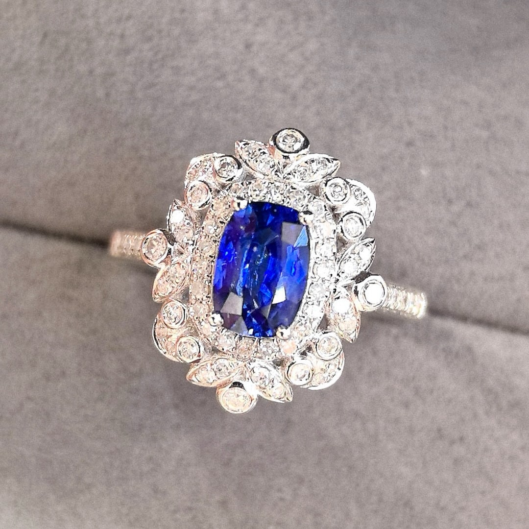 14k Gold 1.87 Ctw Natural Sapphire & Diamond Ring - 3