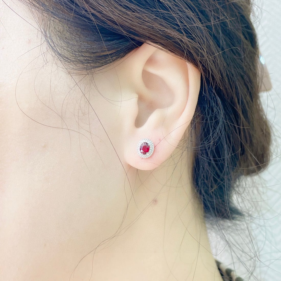 14k Gold 0.87 Ctw Natural Ruby & Diamond Earrings - 3